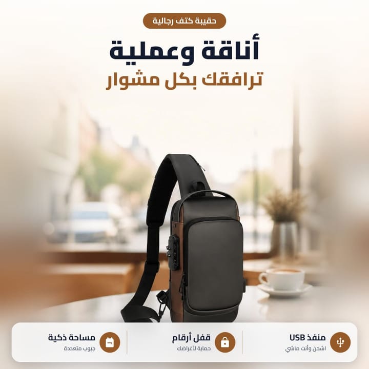 حقيبة كتف رجالية أنيقة وعملية لكل مشوار