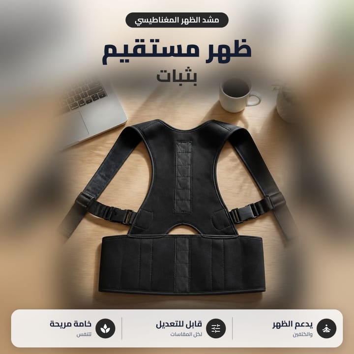 مشد ظهر بدعامات لظهر مستقيم بثبات يدعم الظهر والكتفين