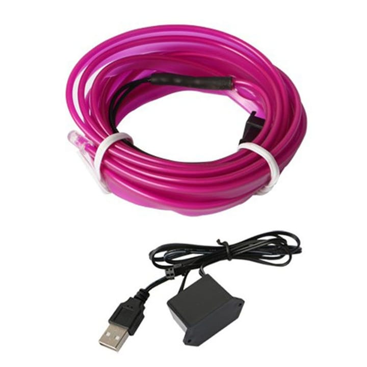 خط إضاءة داخلية للسيارة USB، سلك نيون مرن وردي مع علبة التشغيل وفيشة USB