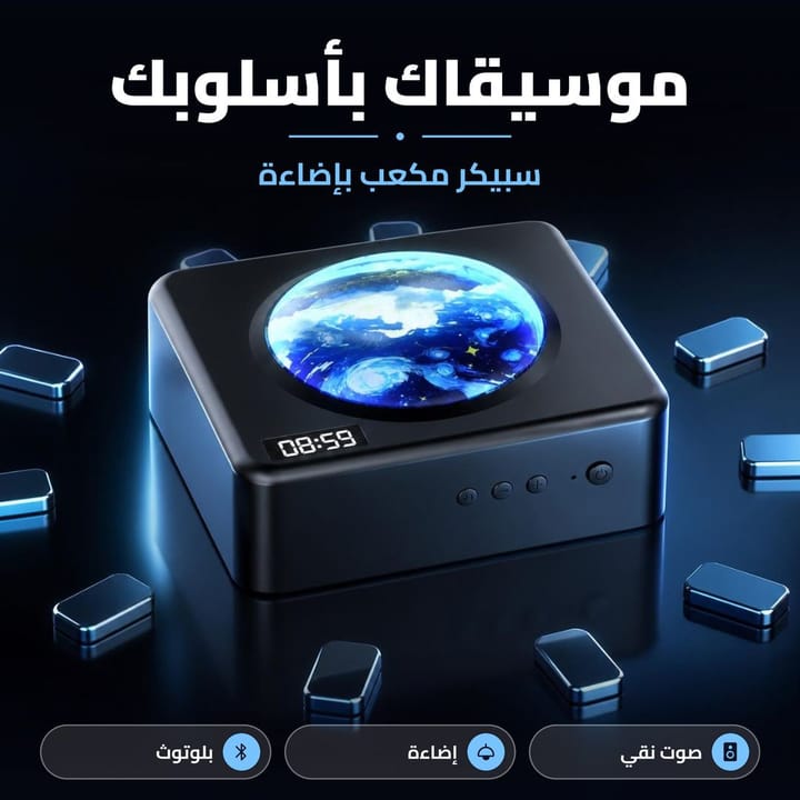 سبيكر مكعب بإضاءة موسيقاك بأسلوبك