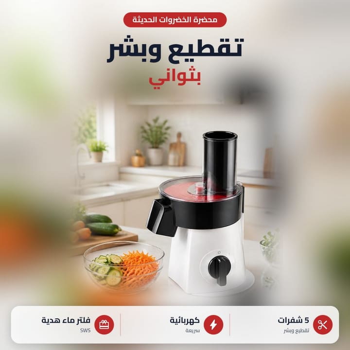 محضرة خضار كهربائية للتقطيع والبشر ويا صحن خيار وجزر مبشور
