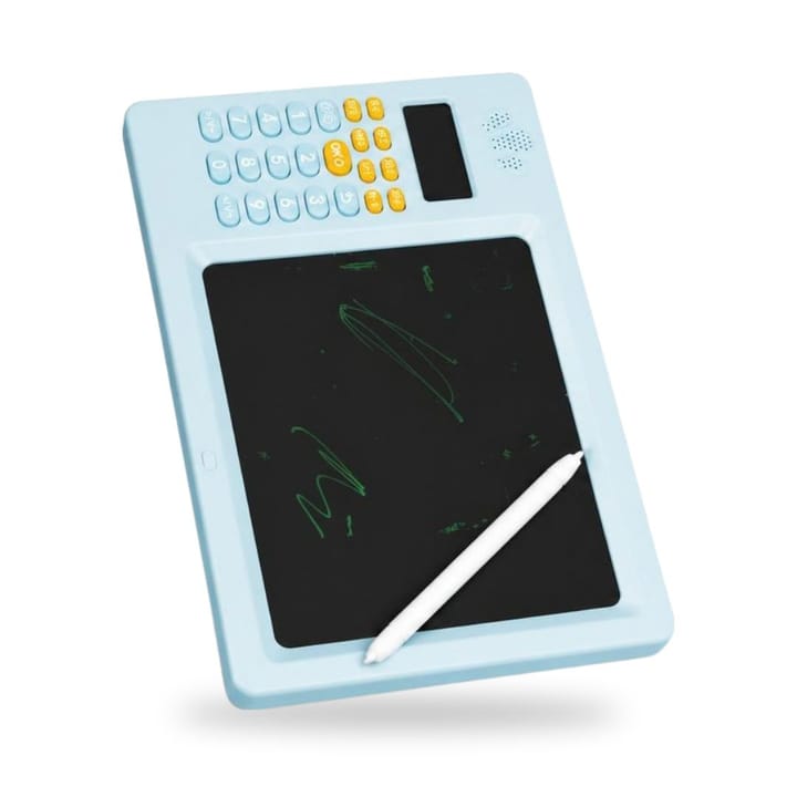 تابلت تعليمي للاطفال لوح كتابة LCD أزرق فاتح بأزرار أرقام وقلم