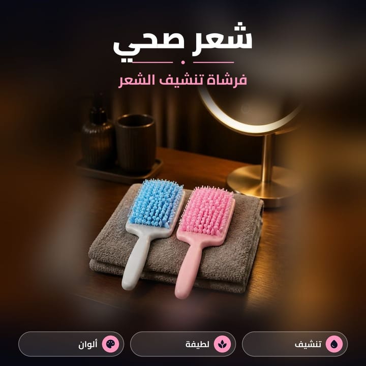 فرشاة تنشيف الشعر مايكروفايبر باللونين الأزرق والوردي على منشفة