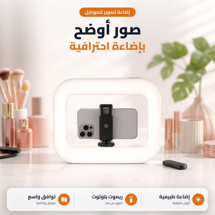 رينج لايت للتصوير والمكياج مع ريموت بلوتوث