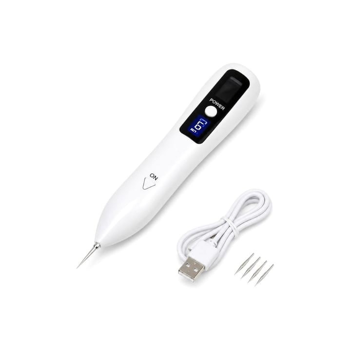 قلم البلازما الأبيض بشاشة LCD زرقاء مع كيبل USB و4 إبر إضافية