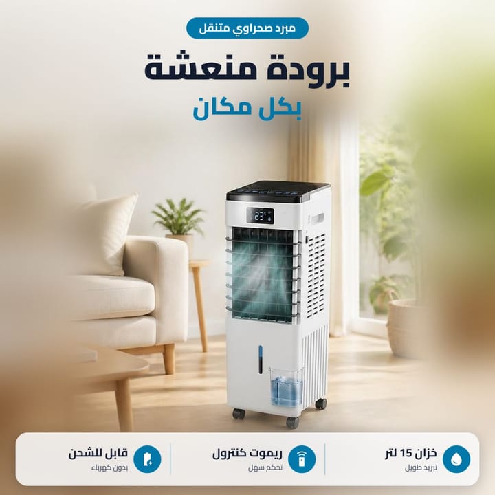 مبردة هواء صحراوية بريموت كنترول وشاشة LED
