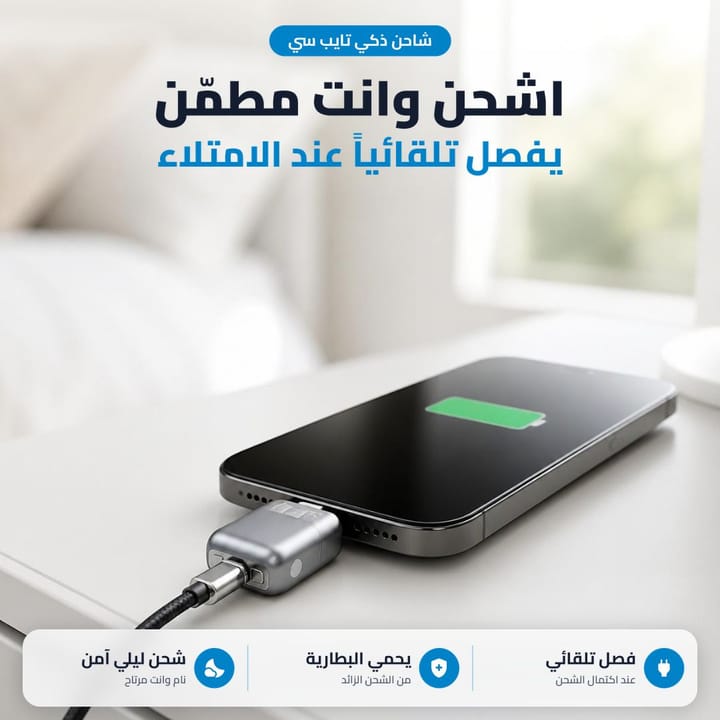 فاصل الشحن الذكي بين كيبل الشاحن والموبايل