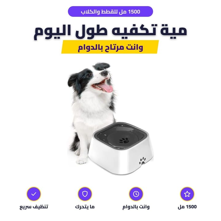 Non slip pet water bowl for cats and dogs
