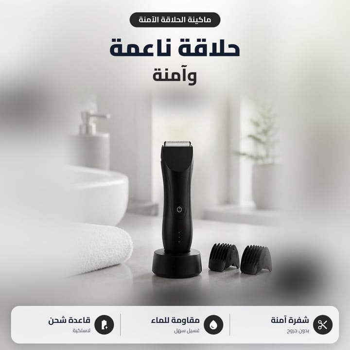 ماكينة حلاقة آمنة ضد الماء مع قاعدة شحن وأمشاط تحديد