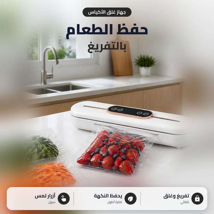 جهاز حفظ الطعام بالتفريغ، تفريغ وغلق تلقائي بأزرار لمس